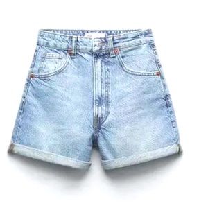 Zara Jean Shorts High Rise Mom Fit Jean shorts